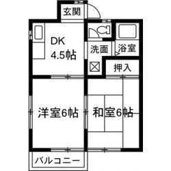 植木マンション(2DK/2階)の間取り写真