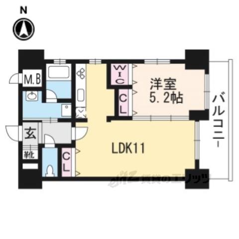 ルーエ五条堀川(1LDK/3階)の間取り写真