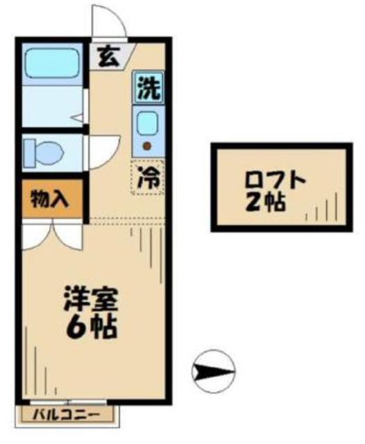 セントラルヒルズII(ワンルーム/2階)の間取り写真