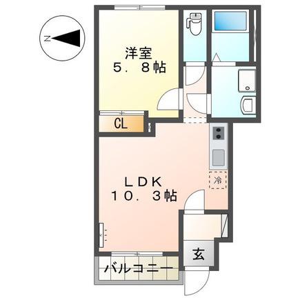 リヴィエールピア(1LDK/1階)の間取り写真