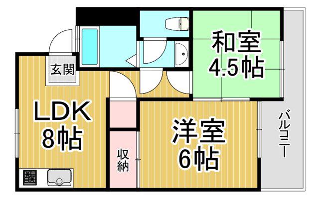 リッチハイム(2LDK/2階)の間取り写真