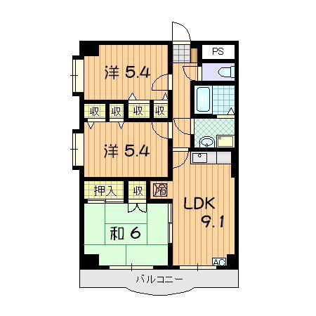 クリエイト(3LDK/2階)の間取り写真