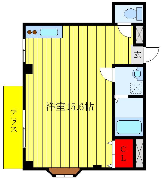 クレッセントハウス(ワンルーム/1階)の間取り写真