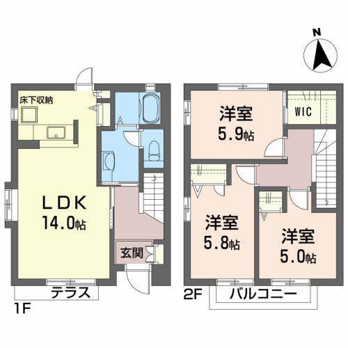 ヴァン・ヴェールC(3LDK/1階)の間取り写真