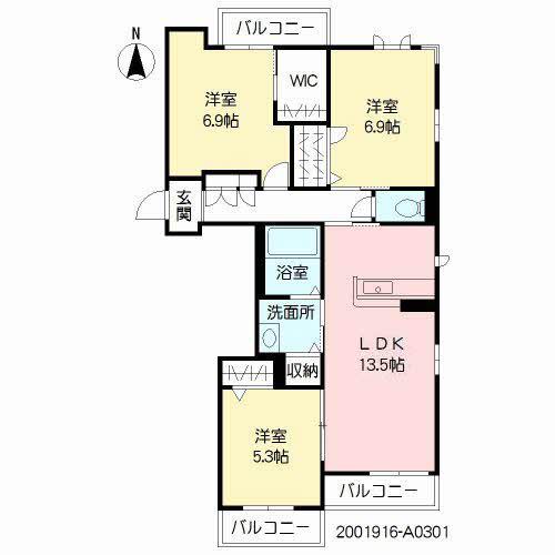 ハッピーステイ(3LDK/3階)の間取り写真