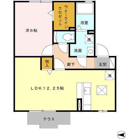 エスペランサA(1LDK/1階)の間取り写真