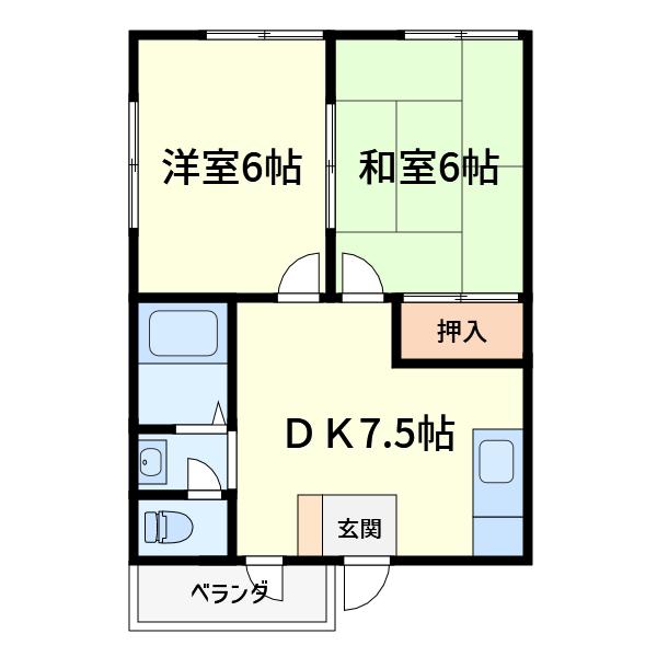 サンティー大手(2DK/1階)の間取り写真