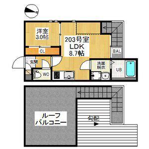 GRANDTIC ETINCELLE(1LDK/2階)の間取り写真