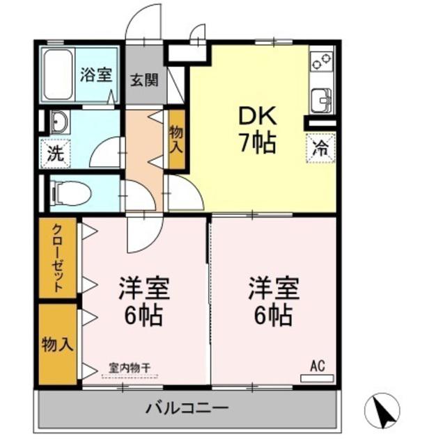 ファミーユ昭和(2DK/1階)の間取り写真