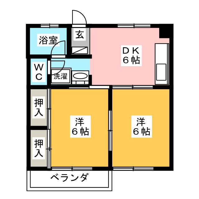 サンハイツ(2DK/3階)の間取り写真