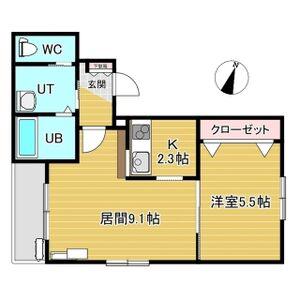 クロスコート麻生1(1LDK/2階)の間取り写真