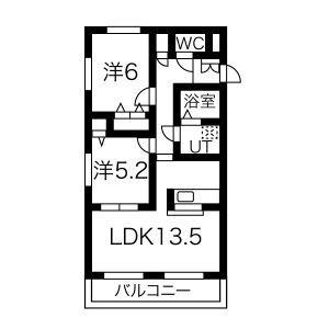 ウィステリア森越(2LDK/3階)の間取り写真