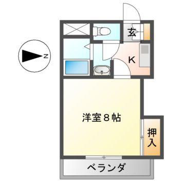 ロイヤル楠元(1K/4階)の間取り写真