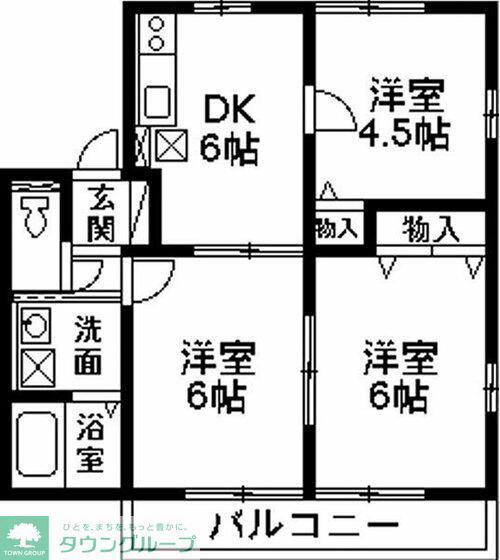 ハイム連取B(3DK/1階)の間取り写真