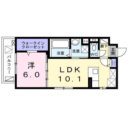 シュガール二子玉川(1LDK/1階)の間取り写真