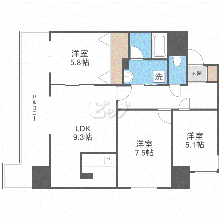 PARTIRES17(3LDK/6階)の間取り写真