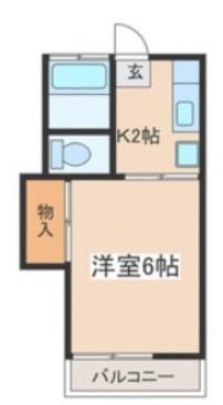 小田急小田原線 東海大学前駅 徒歩8分 2階建 築46年(1K/2階)の間取り写真