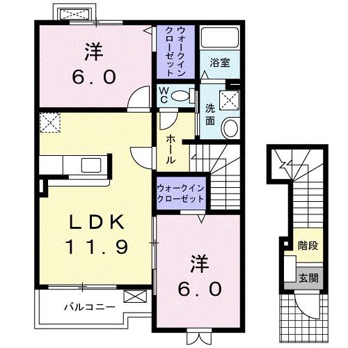 デスパシオ(2LDK/2階)の間取り写真