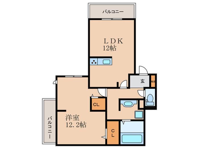 エラーブル(1LDK/1階)の間取り写真