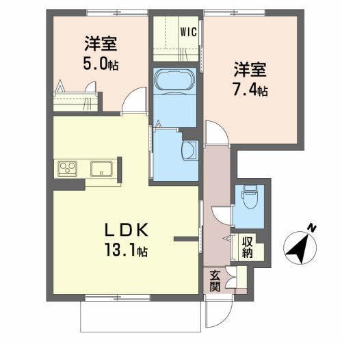 シャーメゾントミーA(2LDK/1階)の間取り写真