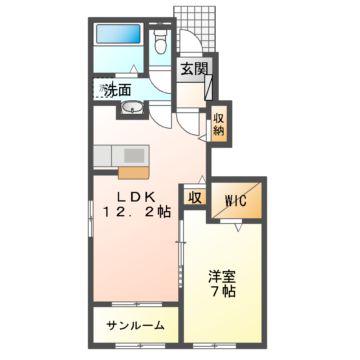 ラ カーサ フェリーチェ(1LDK/1階)の間取り写真