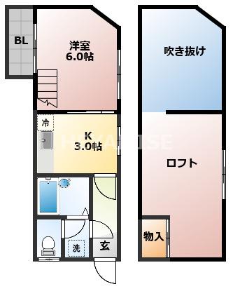 グリーングラス城栄(1K/1階)の間取り写真