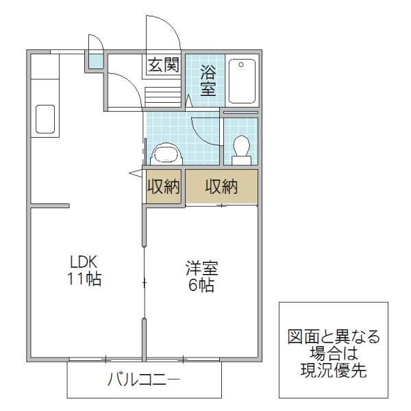 ファミール脇山(1LDK/1階)の間取り写真