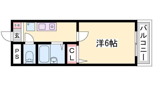 グランディア摩耶レジェンド(1K/4階)の間取り写真