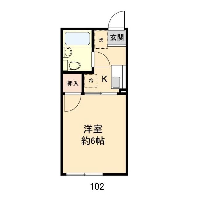 岡本ハイツ(1K/1階)の間取り写真