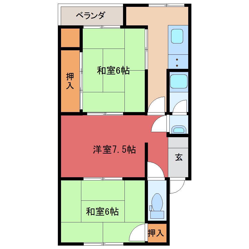 レイユール成和(3K/4階)の間取り写真
