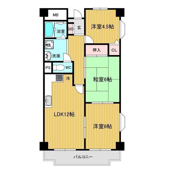 リアライズ八木(3LDK/3階)の間取り写真