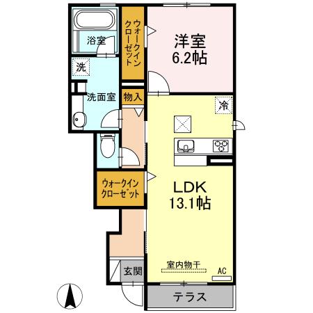 コンフォール(1LDK/1階)の間取り写真