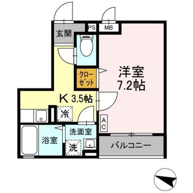 グランバリエ志村(1K/1階)の間取り写真