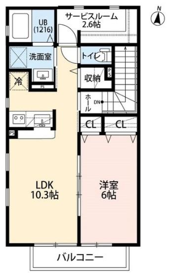 桜ハイツ(1SLDK/2階)の間取り写真