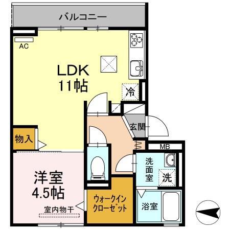 スリールEK(1LDK/1階)の間取り写真
