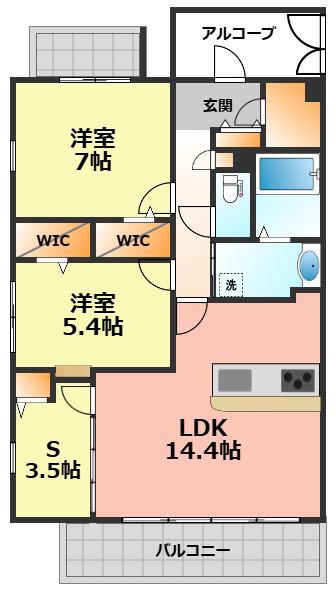 GRAN MONSILVA(2SLDK/4階)の間取り写真