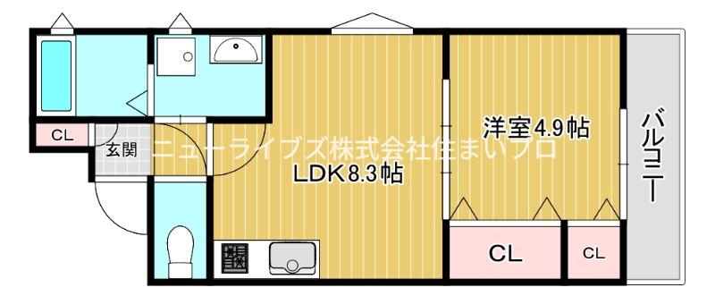 クレアール大久保(1LDK/2階)の間取り写真
