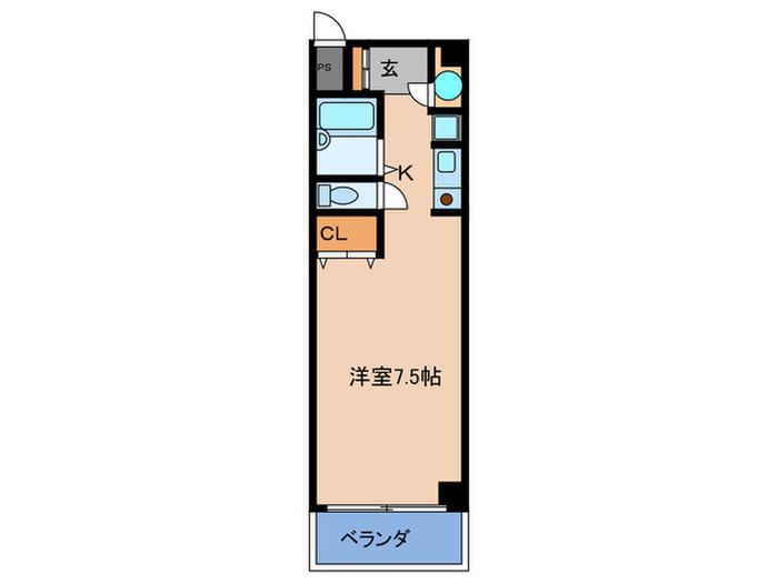 ハイツオークラ天神橋(1K/7階)の間取り写真
