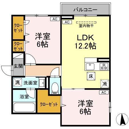 セレスティア鹿浜(2LDK/1階)の間取り写真