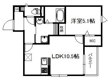 地下鉄七隈線 金山駅(福岡) 徒歩13分 3階建 新築(1LDK/2階)の間取り写真