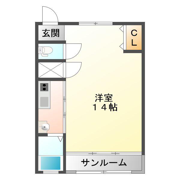 ワンルーム幸II(ワンルーム/2階)の間取り写真