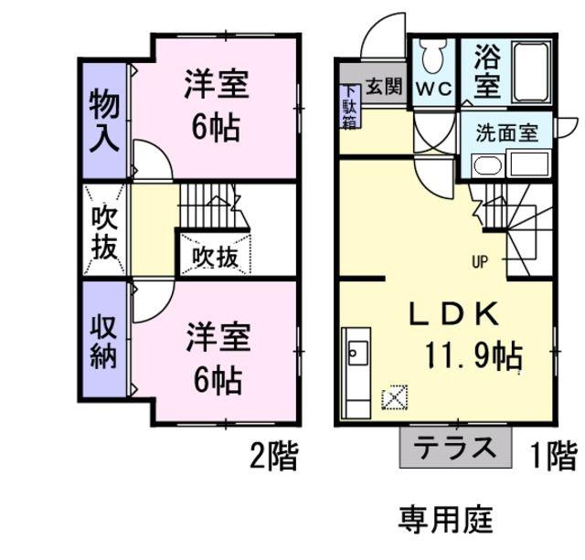 モンラルジュ5番館(2LDK/1階)の間取り写真