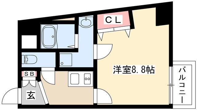 スカイコート葵(1K/5階)の間取り写真