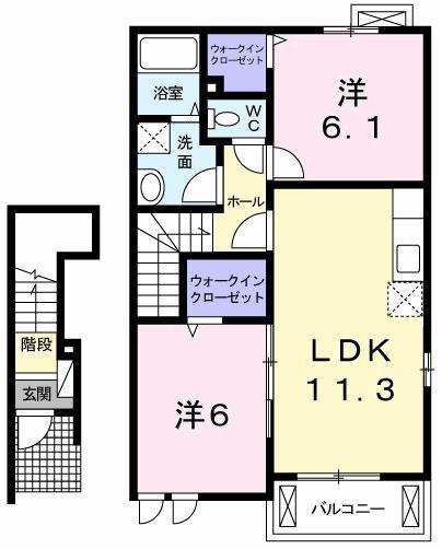 メゾンブローテ A(2LDK/2階)の間取り写真