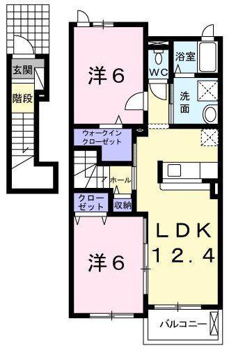 アクア・クレメント五番館(2LDK/2階)の間取り写真