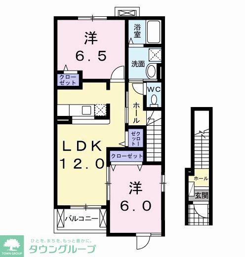シャルマンA(2LDK/2階)の間取り写真