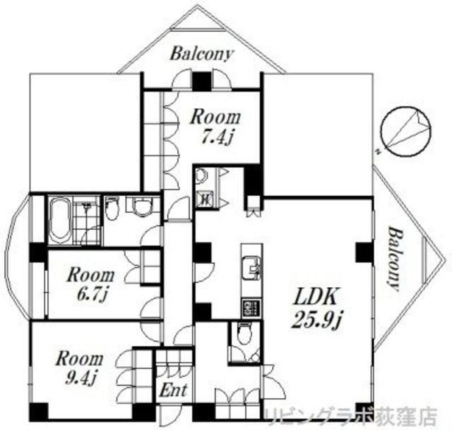宮前ヴィレッジC棟(3LDK/3階)の間取り写真