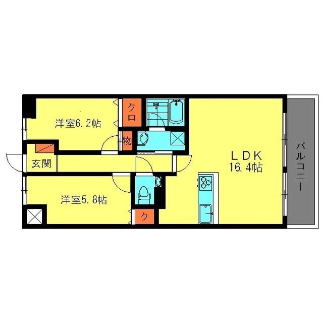 ノーブルパーチェ(2LDK/3階)の間取り写真
