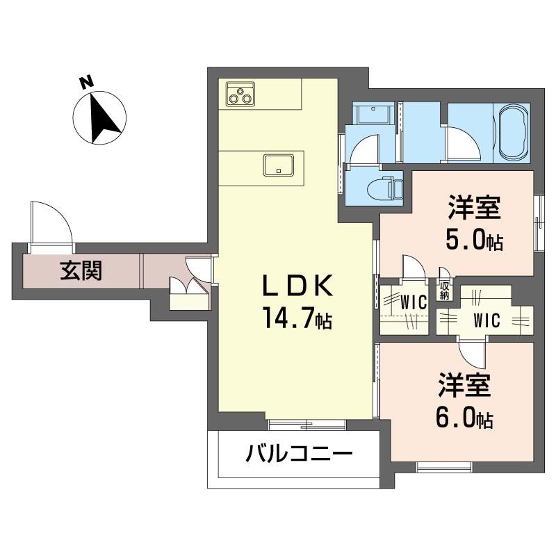 プエンテ アルト(2LDK/2階)の間取り写真