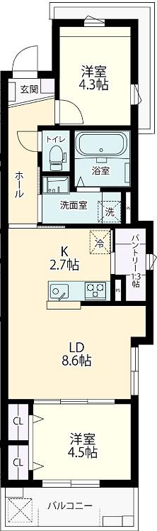 FIERTE (2LDK/2階)の間取り写真